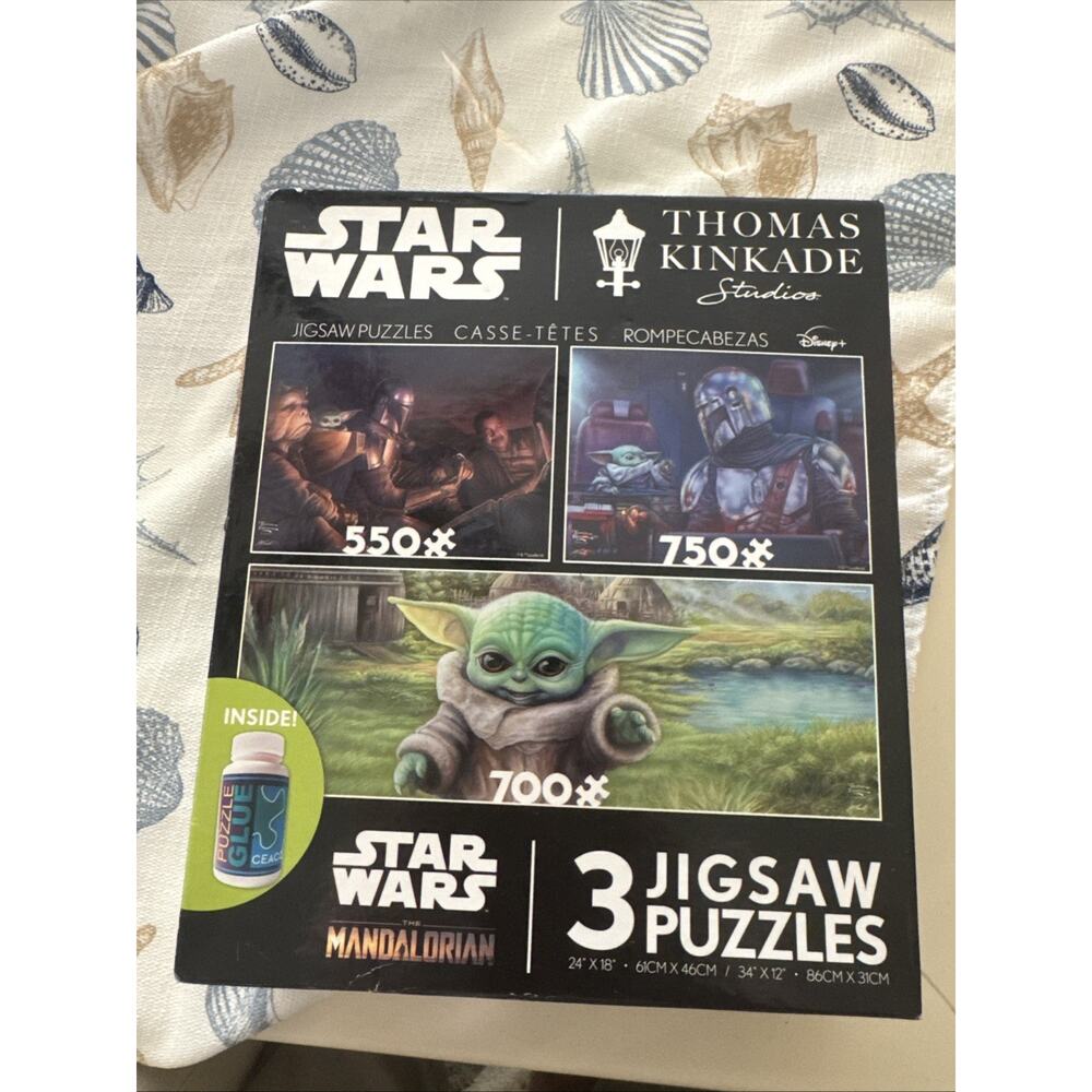 Star Wars The Mandalorian - 3 Jigsaw Puzzles By Thomas Kinkade - NEW - Baby Yoda